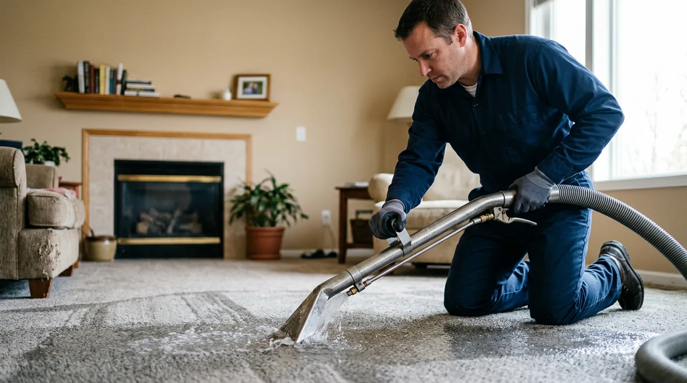 Water damage restoration technician working near Powder River, WY